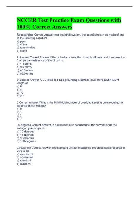 nccer test questions and answers